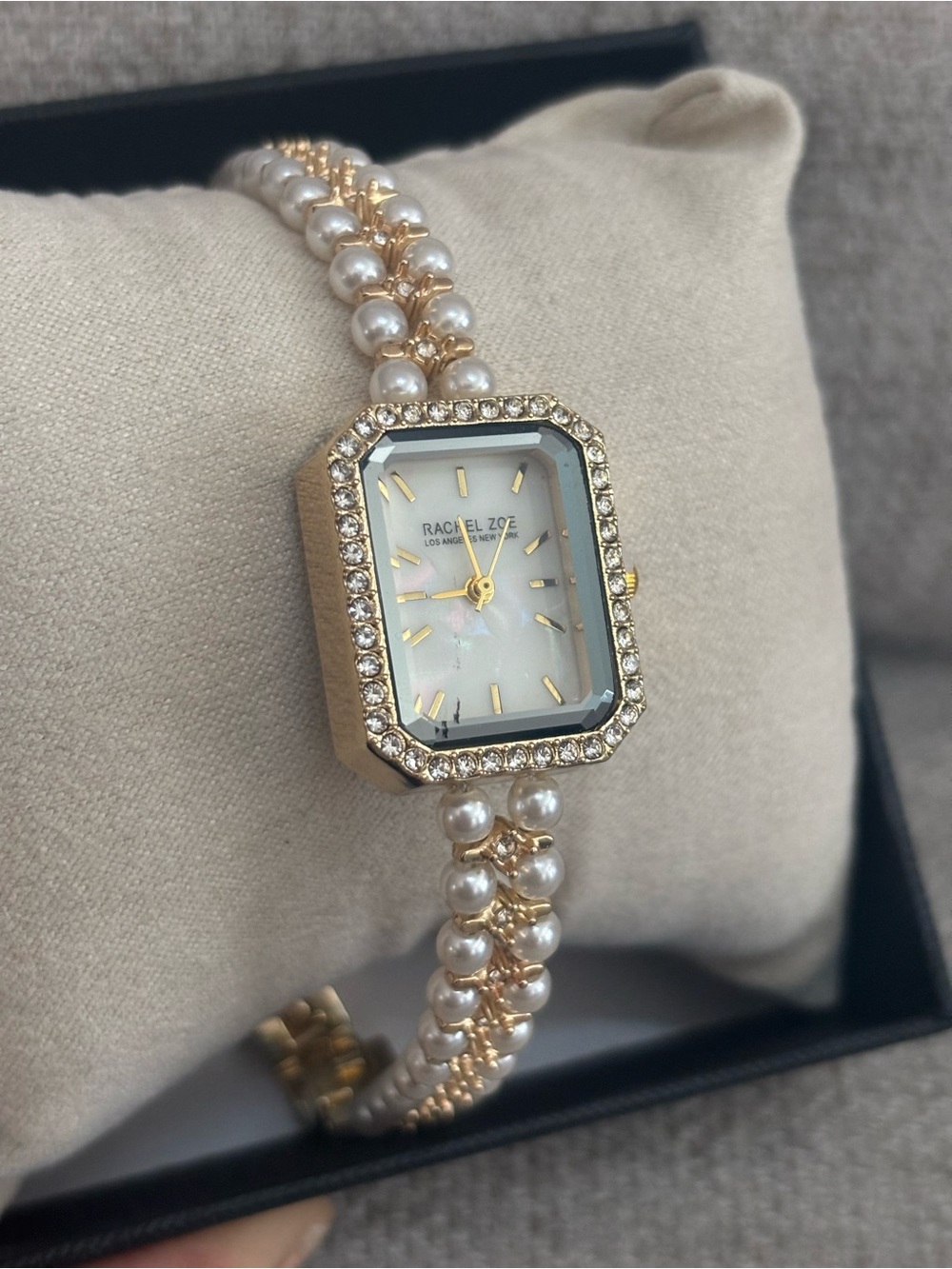 Rachel Zoe Gold Tone Pearl Crystal Women's Bracelet Watch